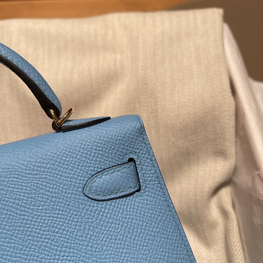 에르메스 미니 켈리백19 라이트블루 금장 앱송